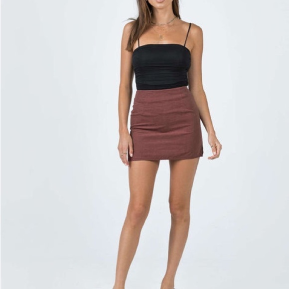 NWT Princess Polly Peony A-Line Brown Mini Skirt Size 2 - Picture 2 of 7